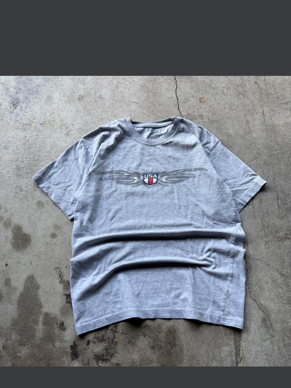 American Vintage Light Gray Graphic Crewneck Tee